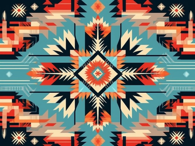 Foto um padrão de estilo nativo colorido com formas geométricas generativas ai