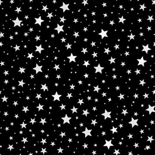 um padrão de estrelas preto e branco com estrelas brancas generativas ai