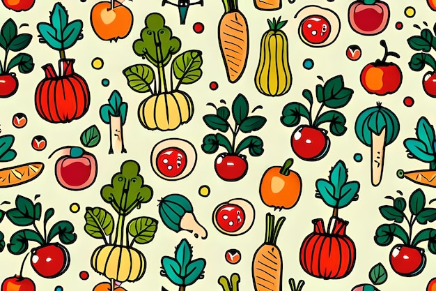 Um padrão de legumes e frutas.