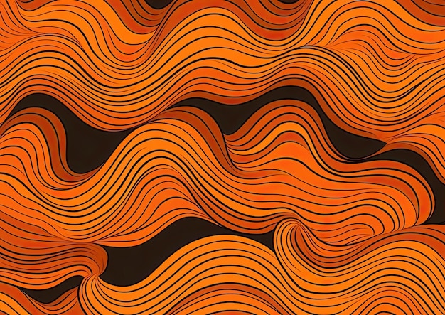 um padrão de onda laranja sem costura vintage no estilo da arte benin