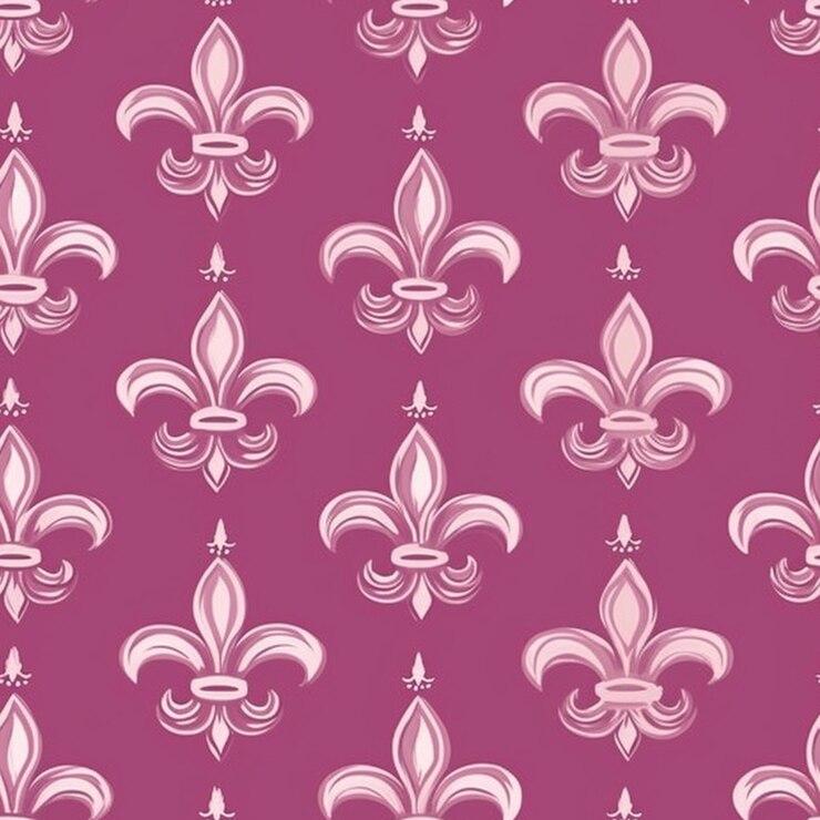 Foto um padrão fleuret roxo e branco com um fundo rosa generativo ai