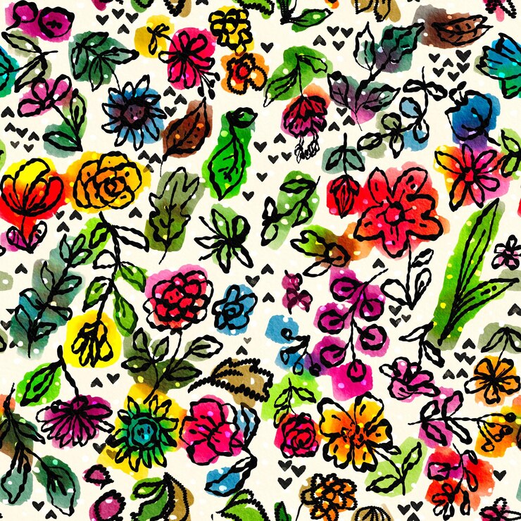 Foto um padrão floral colorido com a palavra amor nele.