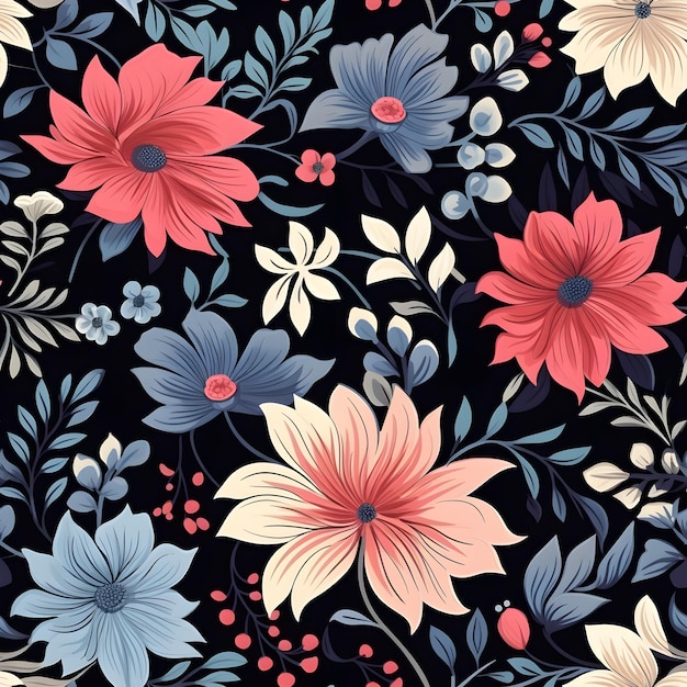 um padrão floral colorido com as palavras primavera no meio.
