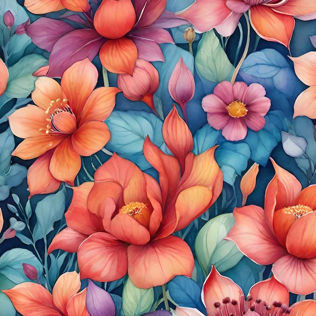 Um padrão floral colorido