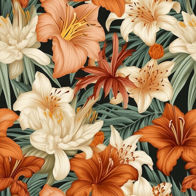 Um padrão floral com flores e a palavra íris nele