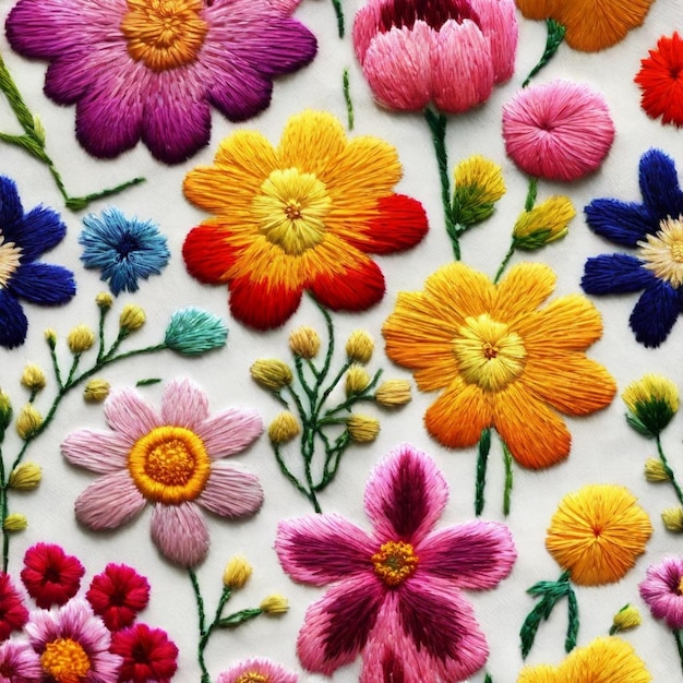 Um padrão floral com folhas e flores generativas ai