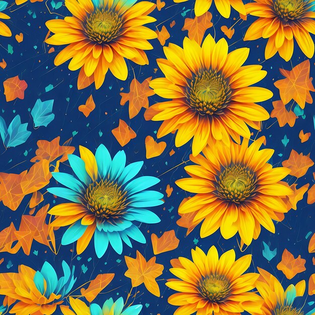 Um padrão floral com folhas e flores generativas ai