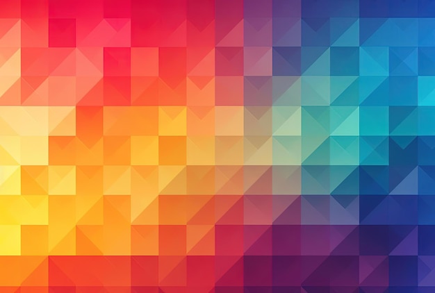 um padrão geométrico feito de quadrados coloridos no estilo de gradientes de cores vibrantes