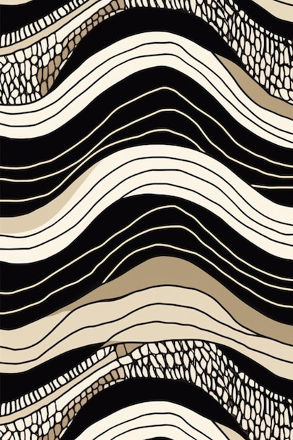 Um padrão marrom e branco com ondas e linhas que dizem a palavra mar.