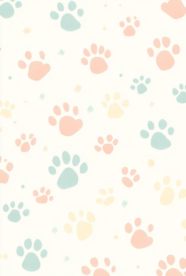 Foto um padrão minimalista com bonitas impressões de patas de gatinho em um fundo pastel macio