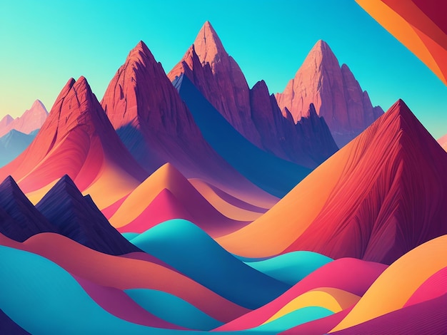 Foto um padrão ondulado colorido da montanha