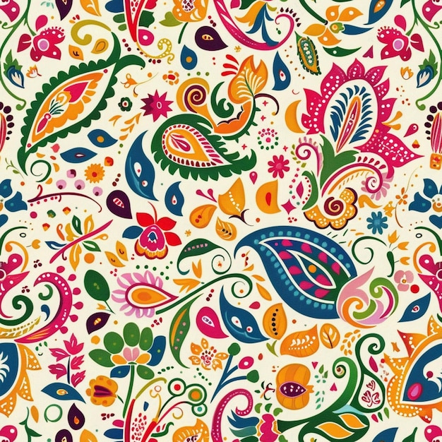 um padrão paisley colorido com muitas cores e tamanhos diferentes