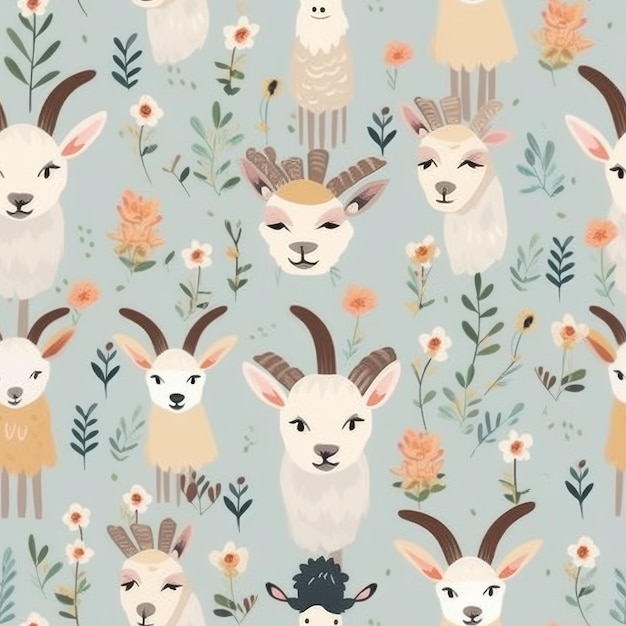 Um padrão perfeito com cabras e uma cabra.