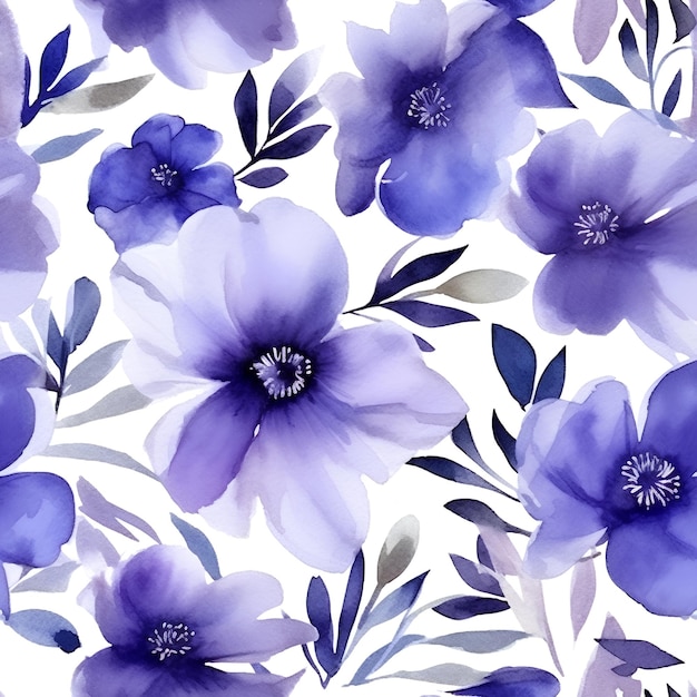 Um padrão perfeito com flores azuis em um fundo branco.
