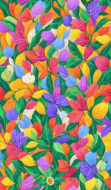 Um padrão perfeito com flores e folhas.