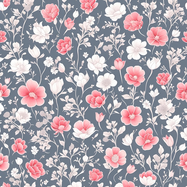 Um padrão perfeito com flores rosa e brancas.