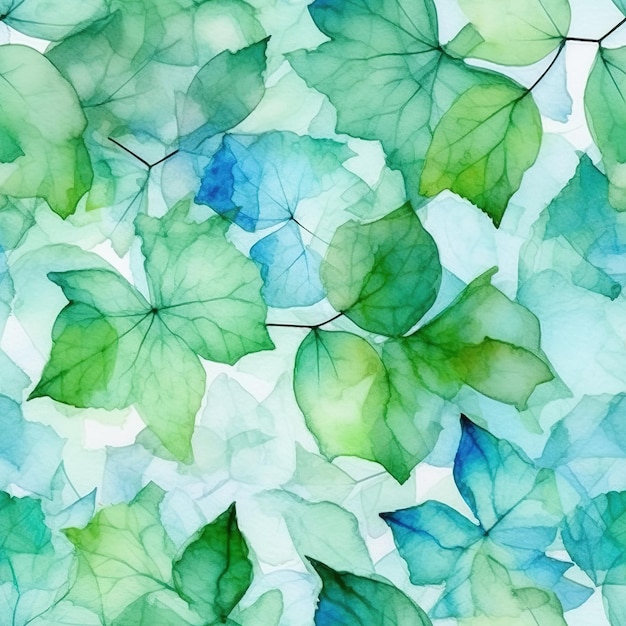 Um padrão perfeito com folhas verdes em um fundo branco
