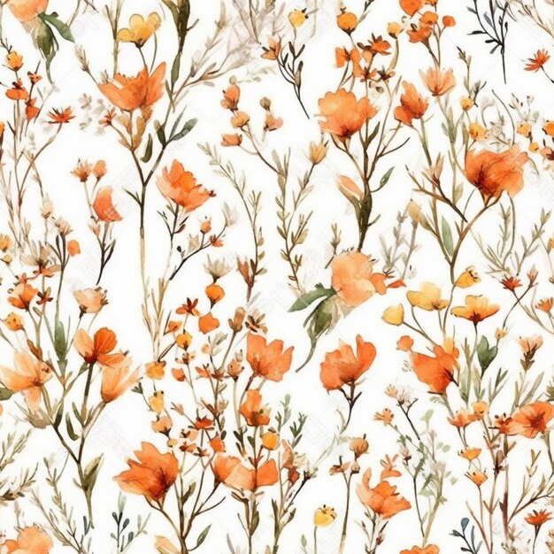 Um padrão perfeito com plantas e flores de laranjeira.