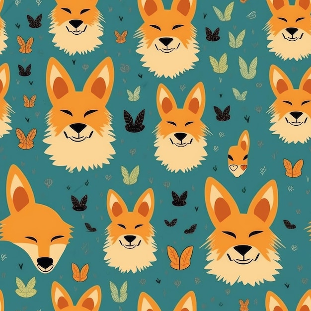 Foto um padrão perfeito com raposas e árvores
