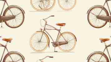 Foto um padrão perfeito de bicicletas vintage em um fundo creme