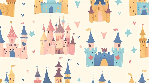 Foto um padrão perfeito de castelos bonitos e coloridos
