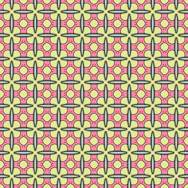 Um padrão perfeito de círculos rosa e amarelos com um fundo amarelo.