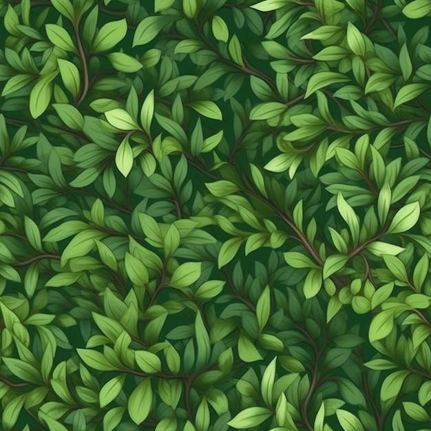 Um padrão perfeito de folhas verdes e galhos.
