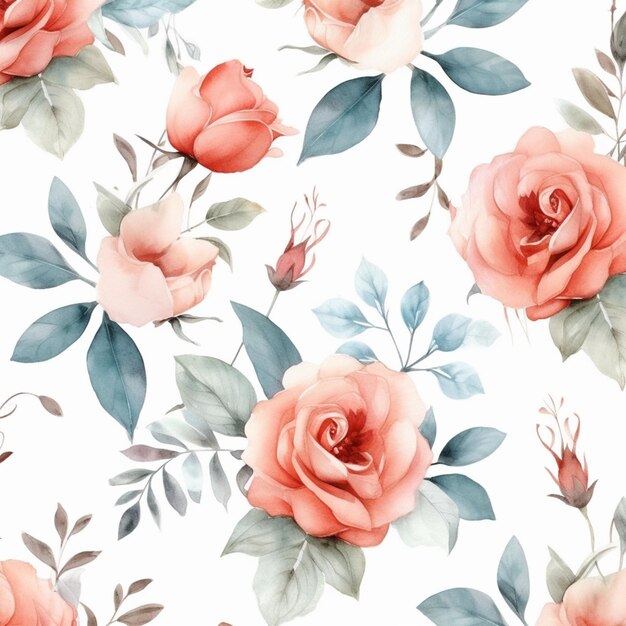 Um padrão perfeito de rosas cor de rosa em um fundo branco.