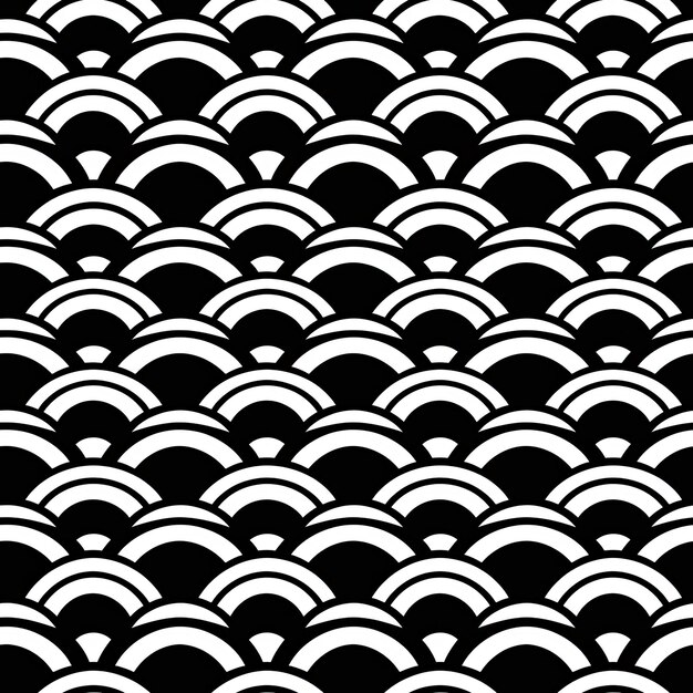 um padrão preto e branco com círculos e linhas