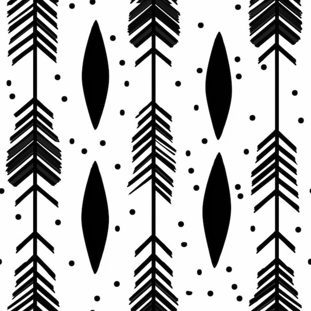 Um padrão preto e branco com setas e pontos generativos ai