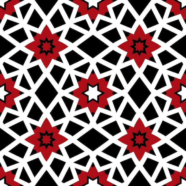 Foto um padrão preto e branco com uma estrela vermelha nele