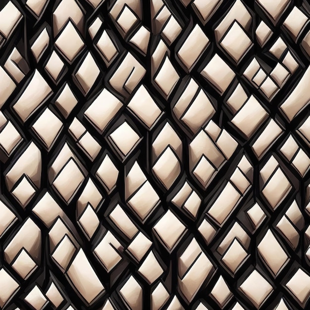 Um padrão preto e branco de escamas com um padrão de escamas de peixe