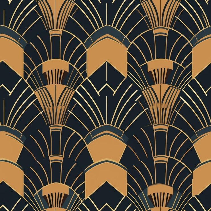 Foto um padrão preto e dourado com um balão de ar quente.