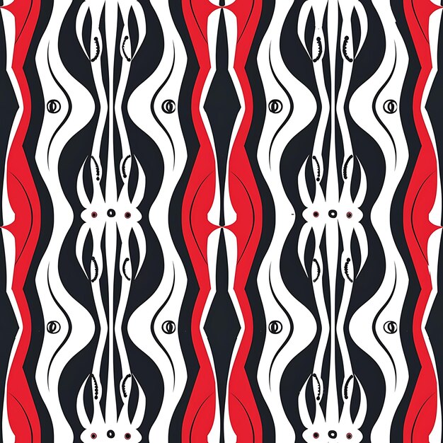 um padrão preto e vermelho com um fundo preto e vermello