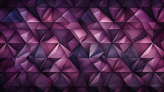 Um padrão repetido de hexágono e triângulo em tons de roxo e rosa