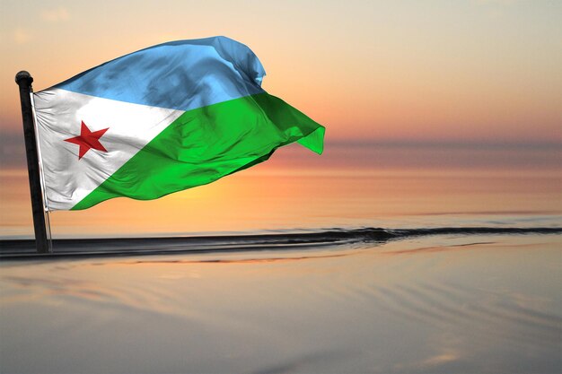 Um país da bandeira nacional de djibuti em um fundo de visualização