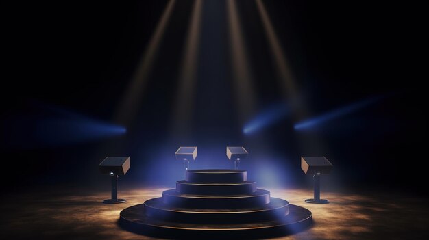 Um palco com palco e um palco com luzes de palco que dizem 'o palco'