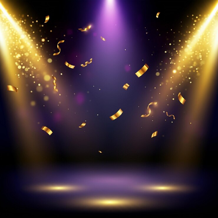 Foto um palco com um palco com uma luz amarela nele