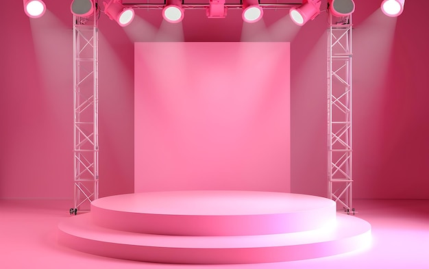 Um palco com um palco cor-de-rosa Com um palco para um palco rosa
