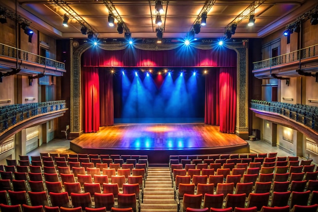 um palco vazio em um teatro ou auditório