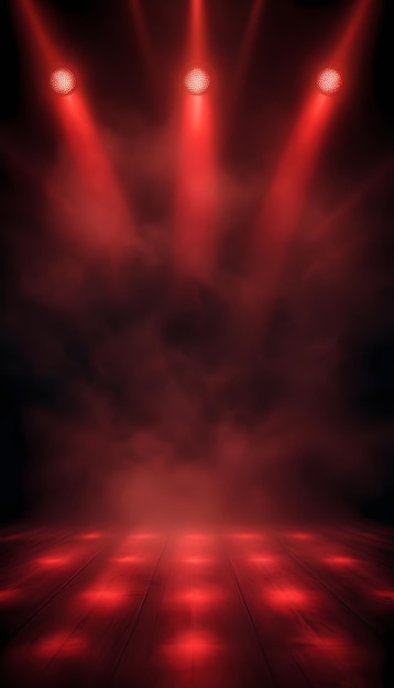 um palco vermelho com uma luz vermelha nele
