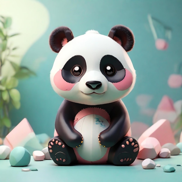 um panda bonito em uma iluminação suave e suave