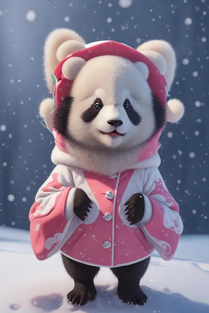 Um panda branco bonito com expressões bonitas