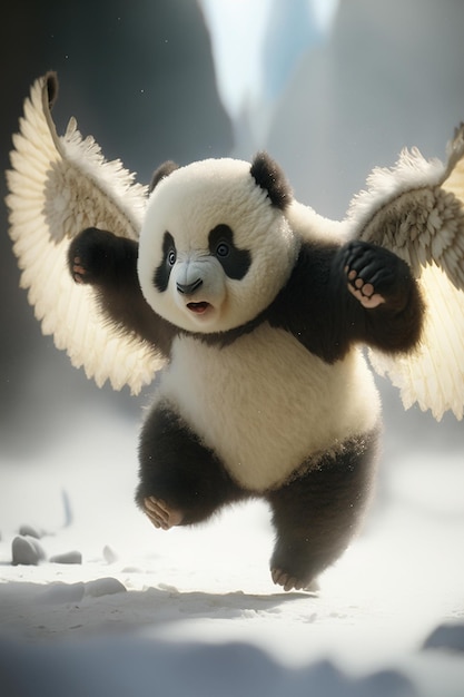 Um panda com asas que diz 'panda' nele