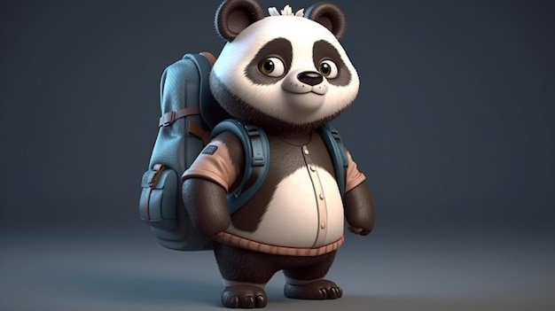 Um panda com uma mochila