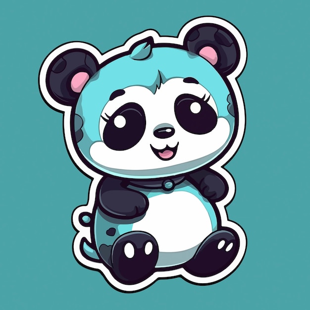 Um panda de desenho animado com um fundo azul.