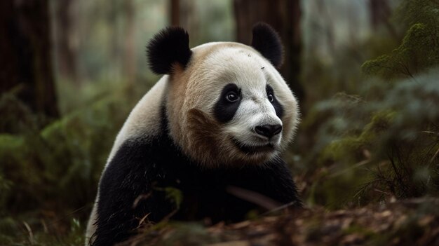 Um panda em estado selvagem na china