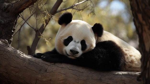 Foto um panda em uma árvore