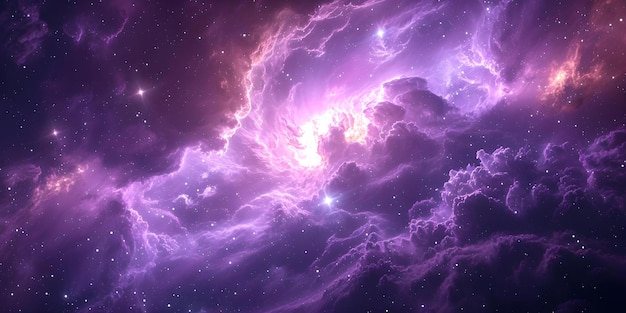 Um pano de fundo cósmico roxo dinâmico parecido com um conceito de formação de nebulosa giratória hipnotizante Sessão fotográfica galáctica Topo cósmico Formação giratória da nebulosa roxa
