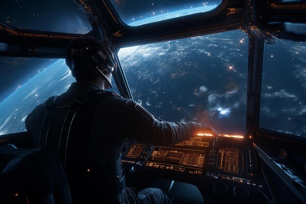 Um panorama cósmico astronautas no espaço observando th 00050 03